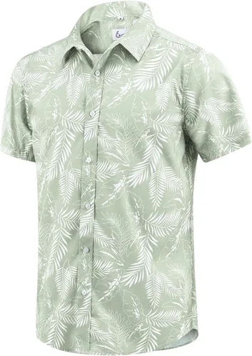 Miniatura 55 de EUOW - Camisas hawaianas para hombre de manga corta con botones, estampadas para la playa y el verano