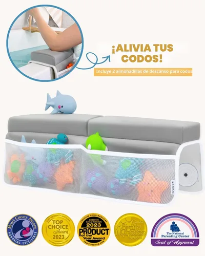 Miniatura 3 de Cómodo juego de rodilleras y coderas de baño para bebé, almohadilla gruesa de espuma viscoelástica con soporte para el codo, cojín de bañera