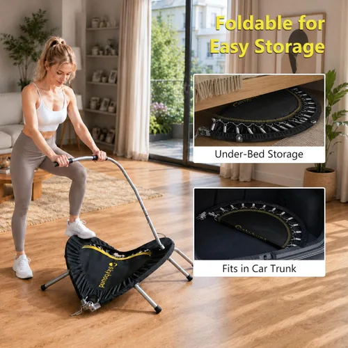 Miniatura 3 de SkyBound Mini Rebounder Trampoline for Adults Foldable Fitness Rebounder with Adjustable T-Bar Handle - 40" Exercise Trampoline for Kids & Adults