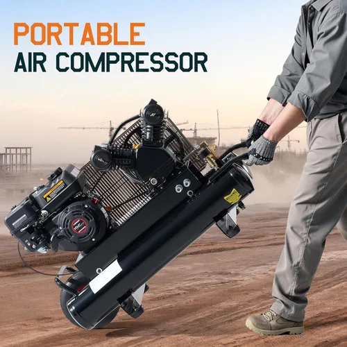 Miniatura 7 de Albott 6.5HP Gas Powered Air Compressor, 8 Gallon Portable Horizontal Tank, 196cc Loncin Engine, 10 CFM at 115 PSI, Wheeled Piston Pump for Workshop