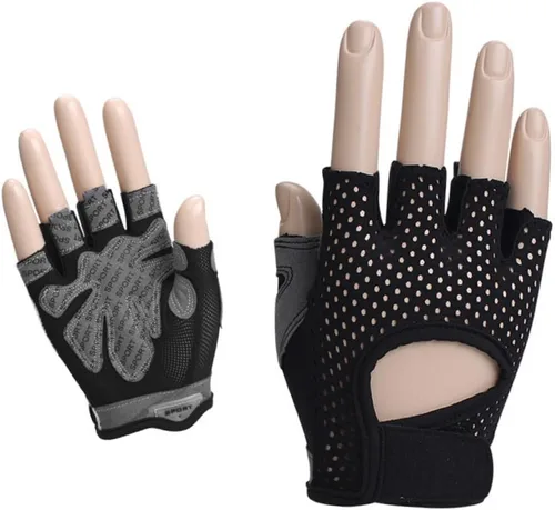Women Sports Half Finger Training Gloves with Anti-Slip Silicone Palm Breathable Sweat-Absorbing Fitness Gloves for Weightlifting and Dumbbell