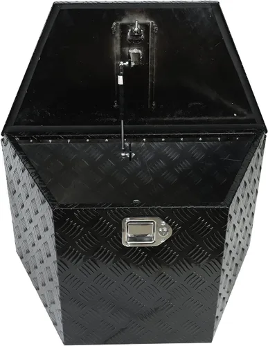 Miniatura 2 de Caja de herramientas de almacenamiento de lengua de aluminio de 29 pulgadas con cerradura y llaves, color negro