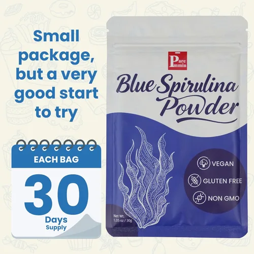 Miniatura 3 de Polvo de espirulina azul (extracto de ficocianina) – 1.06 oz/1.05 onzas, proteína vegana 100% pura de algas, sin olor a pescado, colorante natural