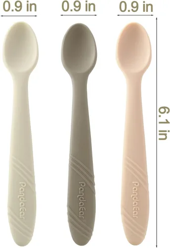 Miniatura 3 de PandaEar Paquete de 5 cucharas de silicona para bebés de 4 a 6 meses, cucharas de alimentación para bebés, utensilios suaves para el destete LED