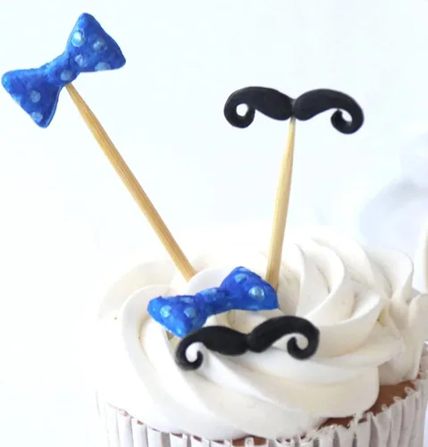 Miniatura 5 de Luckycivia - Juego de 4 pajaritas para barba, molde de fondant de chocolate con caramelo, molde de silicona para pastel (gris)