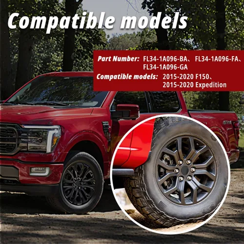 Miniatura 4 de RTrhinotuning 4 tapas centrales de rueda de 3.03 pulgadas / 3.031 in, base negra para accesorios de llanta de rueda Expedition 2015-2019 F150