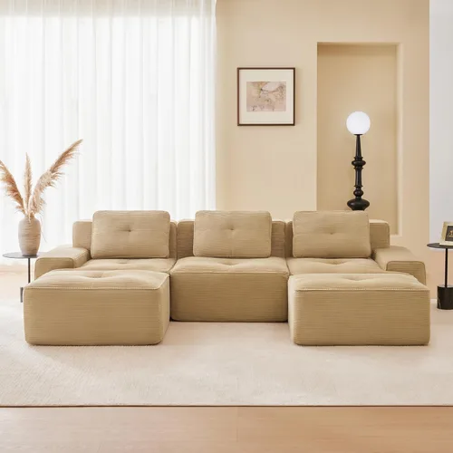 Miniatura 40 de Sofás modulares sin hueso de 152.8 pulgadas para sala de estar, sofá modular con diván en forma de L, cómodo asiento profundo tapizado de tela