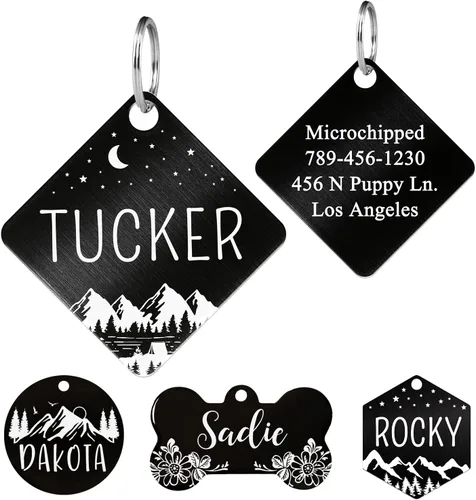 Miniatura 27 de Ultra Joys - Etiquetas de identificación de mascotas de acero inoxidable - Grabado personalizado en la parte delantera y trasera, etiquetas