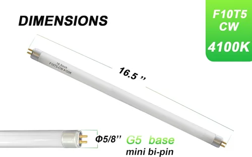 Miniatura 2 de Flyercatch Bombilla fluorescente F10T5 CW de 16 pulgadas, 10 vatios, luz blanca fría de 4100 K, tubo de iluminación blanco brillante T5 de 10 W 4200