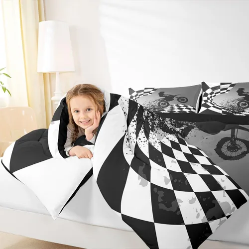 Miniatura 6 de Erosebridal Juego de ropa de cama de motocross para motociclista, tamaño matrimonial, juego de edredón para deportes extremos para niños