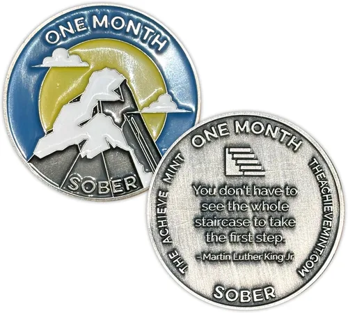 Miniatura 16 de Ficha sobria de 8 meses Chip sobrio de ocho meses Regalo no AA, medallones no religiosos para hombres y mujeres que celebran la sobriedad