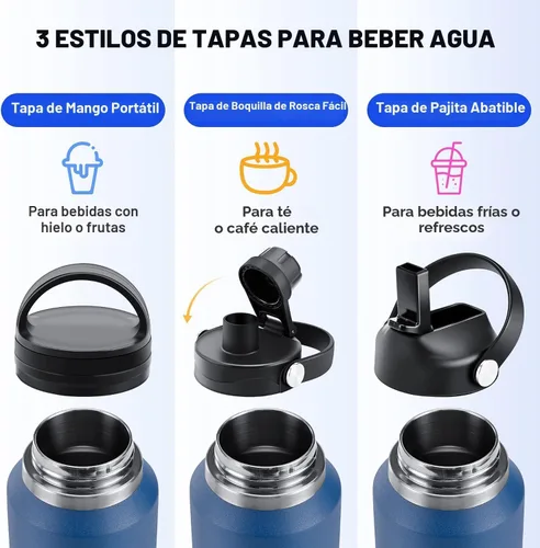Miniatura 5 de Botella de agua aislada de 40 onzas con popote para colocar en el portavasos del automóvil (frío 48 horas, caliente 24 horas), botella con tapa