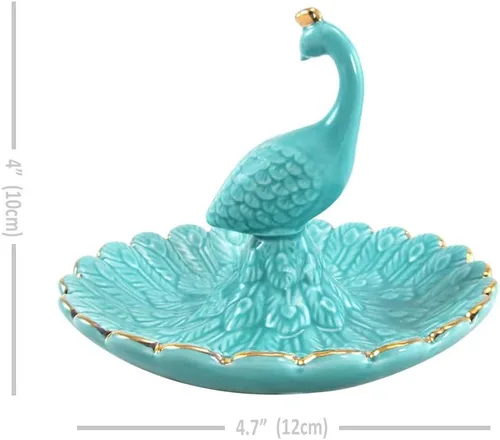 Miniatura 5 de Lependor Bandeja de joyería de cerámica de animales lindos Soporte para anillo de plato de baratija, collar, aretes, anillos, organizador de joyas