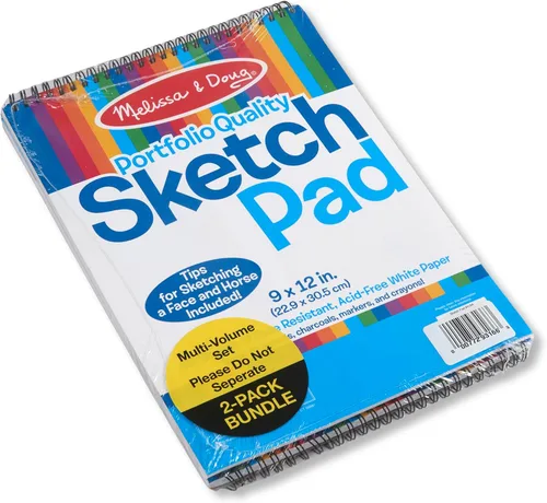 Miniatura 4 de Melissa & Doug Papel de dibujo, bloc de bocetos, paquete de 2 unidades para colorear, escribir o pintar (9 x 12 pulgadas), 50 hojas cada uno, bloc