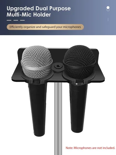 Miniatura 5 de Soporte de micrófono múltiple para pared (aluminio) para portátil dinámico con cable e inalámbrico, organizador de micrófono múltiple para soporte