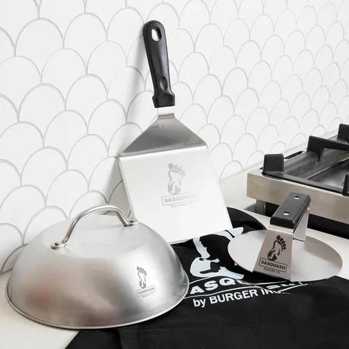 Miniatura 9 de Burger Iron Smash - Prensa para hamburguesas de 6 pulgadas, acero inoxidable, fondo plano redondo, herramienta para triturar hamburguesas, ideal
