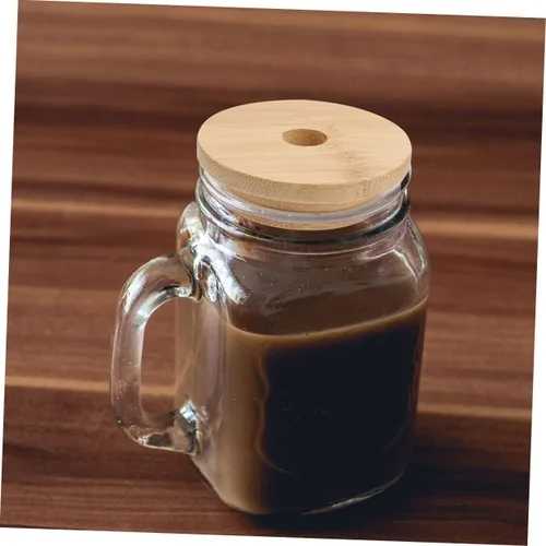Miniatura 5 de UPKOCH Tarro de conservas para tarros de yogur, 4 unidades, tapas de bambú, tapa de tarro de vidrio, tapa de madera