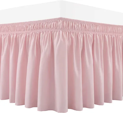 Miniatura 58 de Falda de cama RIMELA envoltura volante elástica que protege contra el polvo con color sólido, resistente a las arrugas y a la decoloración con Blanco