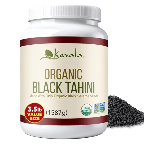 Miniatura 13 de Kevala Tahini negro orgánico – Pasta de sésamo negro sin gluten para alimentos dulces y salados, ideal para mezclar con una pasta de miso, tamaño a