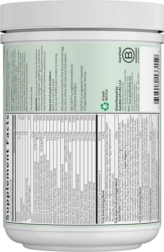 Miniatura 8 de Garden of Life Sport Nutrition Verdes y superalimentos en polvo para mujeres y hombres, sin sabor, mezcla orgánica, espirulina, frutas, vitaminas