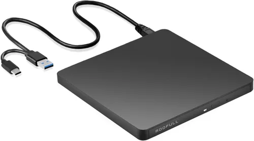 Miniatura 9 de ROOFULL Unidad externa de CD DVD USB 3.0 y USB-C con estuche de transporte, portátil USB ROM +/-RW unidad de disco óptico reproductor quemador