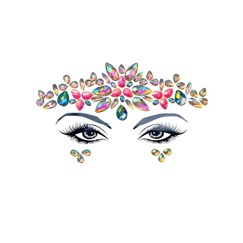 Miniatura 30 de Neva Nude Tatuaje facial de mariposa con purpurina morada con joyas de cristal brillante, adhesivo de grado médico, impermeable y resistente al