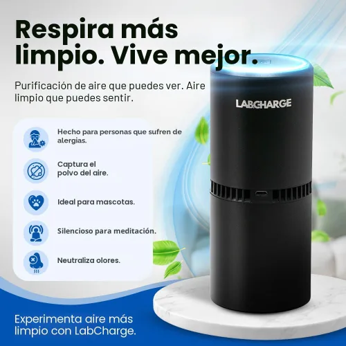 Miniatura 2 de Lab Charge Purificador de Aire Iónico Pequeño para el Hogar y el Dormitorio – Filtro HEPA Silencioso – Cubre 250 Pies Cuadrados - Elimina Mascotas
