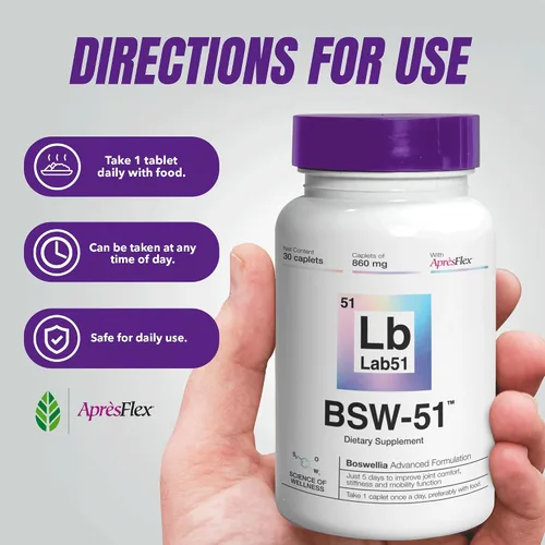 Miniatura 5 de Boswellia Serrata AprèsFlex® Advanced Joint Support - BSW-51 con ácido hialurónico, colágeno tipo II y piperina - 30 cápsulas, 860 mg cada una