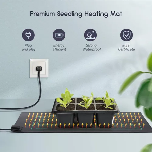 Miniatura 3 de LUXBIRD Paquete de 2 alfombrillas térmicas para semillero para inicio de semillas, 10 x 20.75 pulgadas, almohadilla térmica hidropónica duradera