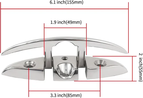 Miniatura 4 de Tacos de Barco Laorde 5" 6 pulgadas de Acero Inoxidable 316 Tacos Plegables de Grado Marino Taco de Cuerda Abatible Taco de Muelle para Barco, Kayak