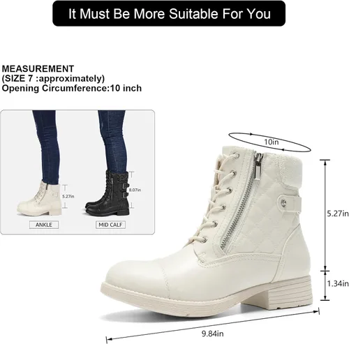 Miniatura 15 de STQ Botas de combate con cordones para mujer