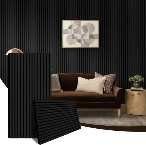 Miniatura 10 de AKK-Star - Paneles de pared de listones de madera acústica plegados, 1 paquete de 94.4 x 23.6 x 0.7 pulgadas, se pliega a 2 paneles de pared 3D