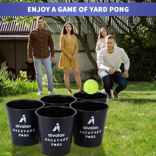 Miniatura 4 de Aivalas Yard Pong Outdoor Games, Giant Yard Games Set with 12 Buckets and Balls for Adults and Family, Toss Game Throwing Games for Beach, Camping