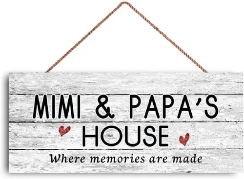 Letrero con texto en inglés «Mimi and Papa's House» «Where Memories Are Made», estilo envejecido, regalo para abuelos, interior y exterior, 6 x 12