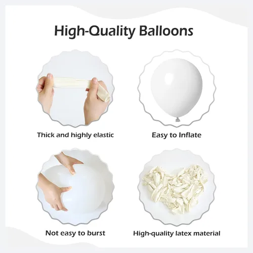 Miniatura 3 de FOTIOMRG - Kit de guirnalda de arco de globos blancos de 110 piezas, globos de látex blancos de 18, 12, 10, 5 pulgadas de diferentes tamaños