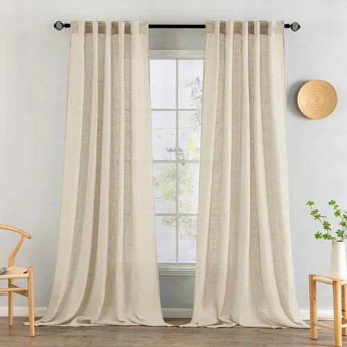 Miniatura 67 de MIULEE Cortinas de lino blanco de 108 pulgadas de largo para dormitorio, sala de estar, cortinas de ventana con textura de lino suave y grueso, Lino