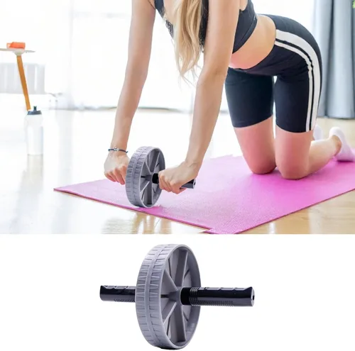 Miniatura 6 de Rueda de rodillo abdominal, rueda de fitness, rodillo de entrenamiento abdominal, equipo de entrenamiento abdominal para entrenamiento de fuerza Gris