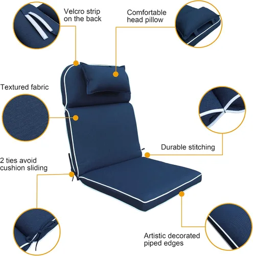 Miniatura 3 de Cojines de repuesto para sillas de respaldo alto para patio al aire libre, cojines para silla Adirondack con respaldo, juego de 2, olefina verde