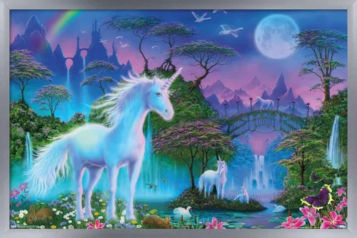 Miniatura 11 de Trends International Póster de pared de Unicorn Meadow, 14.725 x 22.375 pulgadas, versión enmarcada de madera de granero