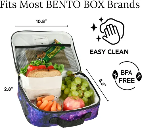 Miniatura 5 de Lonchera infantil, para niñas, adolescentes, mujeres, bolsa de almuerzo aislada, compartimentos de lados suaves, espaciosos, sin BPA, apto para Azul