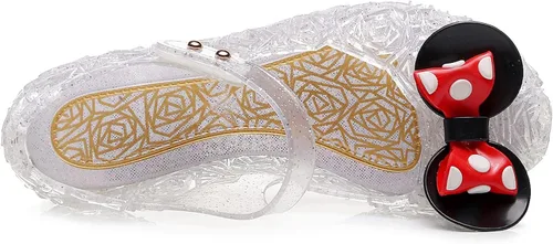Miniatura 8 de OMGard Zapatos de gelatina para niñas, sandalias de cumpleaños de princesa de reina de la nieve para niñas pequeñas, sandalias azules con purpurina