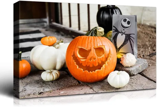 Miniatura 86 de Denozer - Pintura artística de pared de Halloween, impresión artística sobre lienzo para dormitorio, sala de estar, decoración de pared del hogar