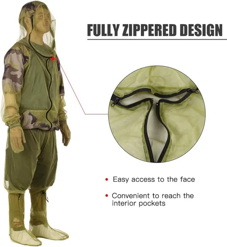 Miniatura 3 de Lixada Mesh Hooded Suits Ultra-fine Mesh Protective Jacket Summer Wear Fine Net Cover Jacket Suit for Outdoor Fishing Hiking Camping Gardening