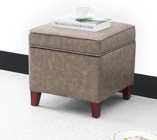 Miniatura 31 de Adeco Otomán Cubo de Piel Sintética Blanca de 18 Pulgadas de Alto con Almacenamiento, Taburetes Reposapiés de Silla de Terciopelo en Relieve 3D