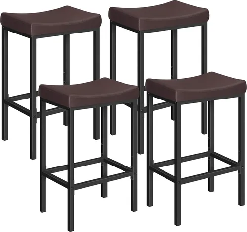 Miniatura 17 de HOOBRO Taburetes de bar, juego de 2 sillas de bar, taburetes de altura de mostrador, taburetes de sillín con superficie curva, 24.8 pulgadas