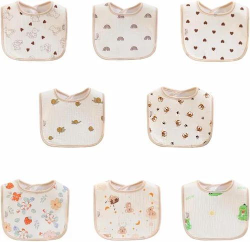 Miniatura 7 de Baberos tipo bandana para bebé, paquete de 6 unidades impermeables para niños pequeños, baberos suaves de algodón absorbente para comer, babear