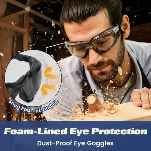 Miniatura 3 de Flaya Adjustable Foam Lined Safety Glasses ANSI Z87.1 Anti-Fog Mowing Goggles for Men & Women, UV400 Protection with Strap