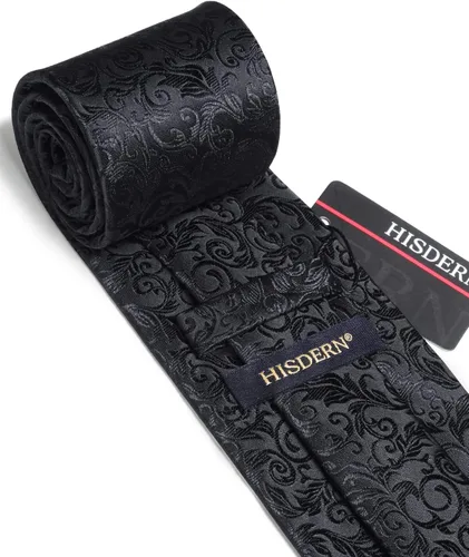 Miniatura 163 de HISDERN Corbatas para hombre, corbata de cachemira y bolsillo cuadrado tejido clásico floral para hombre, corbata de fiesta de boda