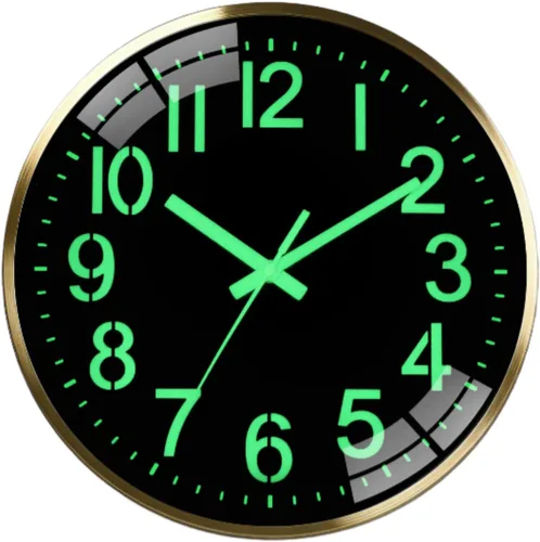 Miniatura 8 de Reloj de pared de 12 pulgadas con batería, sin tictac, con iluminación en la oscuridad, fuente grande fácil de leer, visible en la noche, marco