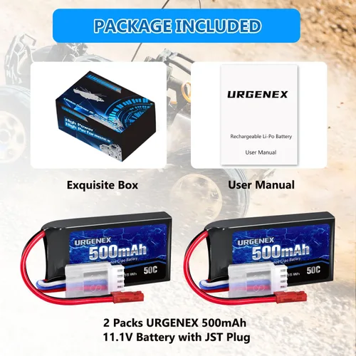 Miniatura 7 de Batería Lipo de 11.1 V 500 mAh 3S 50C de alta tasa de descarga RC con enchufe JST recargable Lipos para RC Avión Racing Drone Helicóptero Quadcopter
